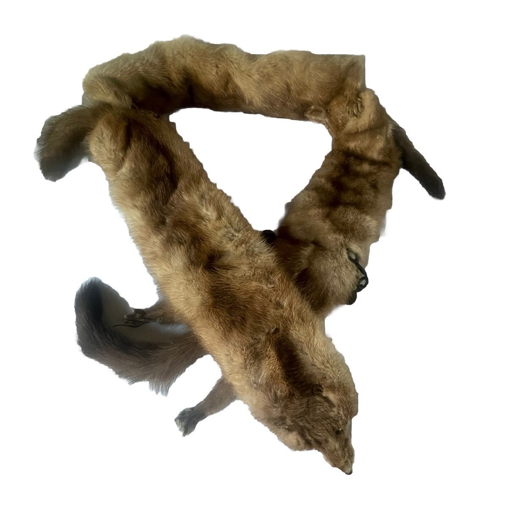 Vintage Real Mink Fur 3 Pelt Stole Scarf Collar Monogrammed Initials